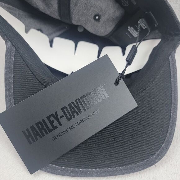 Harley-Davidson Snapback Hat Men's One Size Black Staple Denim Low Profile Biker - Picture 9 of 9